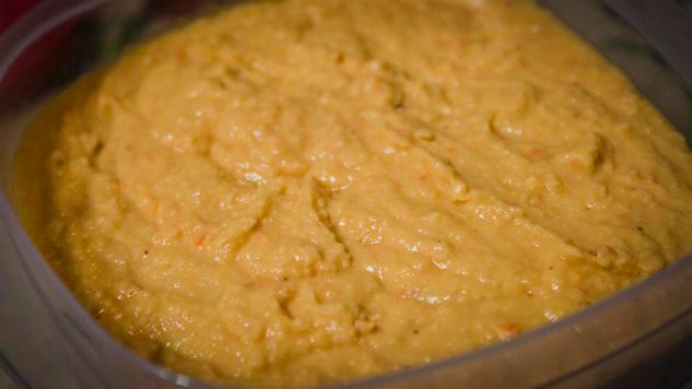 Bowl? Plastic container? What's the difference? Hummus in a plastic container.