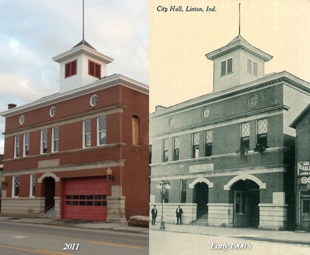 The former Linton City Hall building recently had new windows installed that are detailed replicas of those that adorned the building in the early 1900's